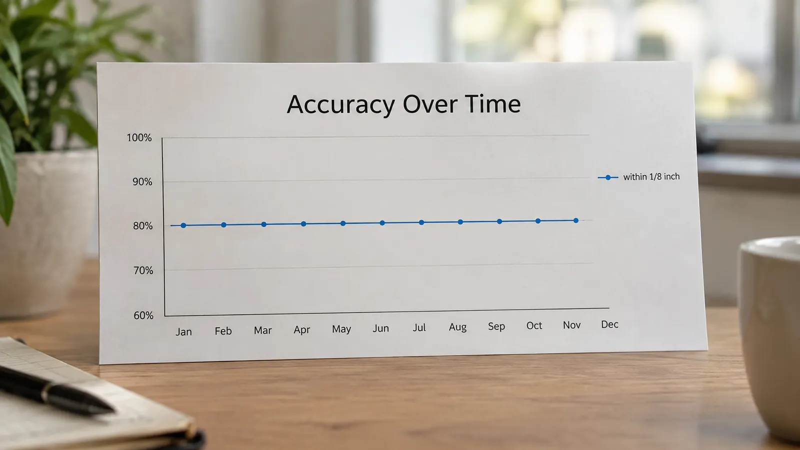 A simple line chart showing how long the laser stayed accurate over several months of use